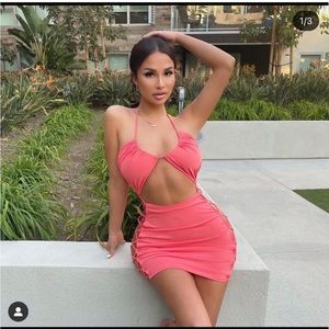 Fashion Nova Orange mini club halter dress